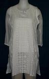 Kurti 063 White Cotton Hand Embroidered Tunic Top Kurti Size Medium #0063